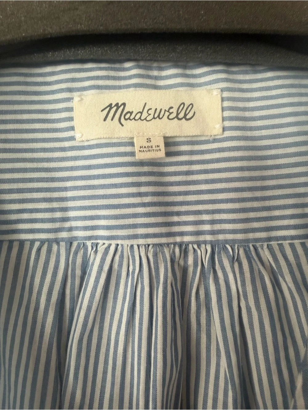 Madewell Blue and White Striped Wrap Blouse size S NWOT